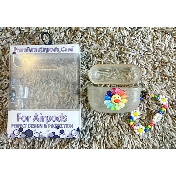 AirPod Pro 2nd Generation Clear Glitter Bracelet Case - Smile SunFlower Design - Picture 7 of 7